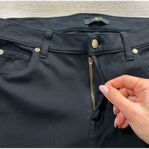7 For All Mankind Black Mid Rise Skinny Pants - Picture 6 of 12
